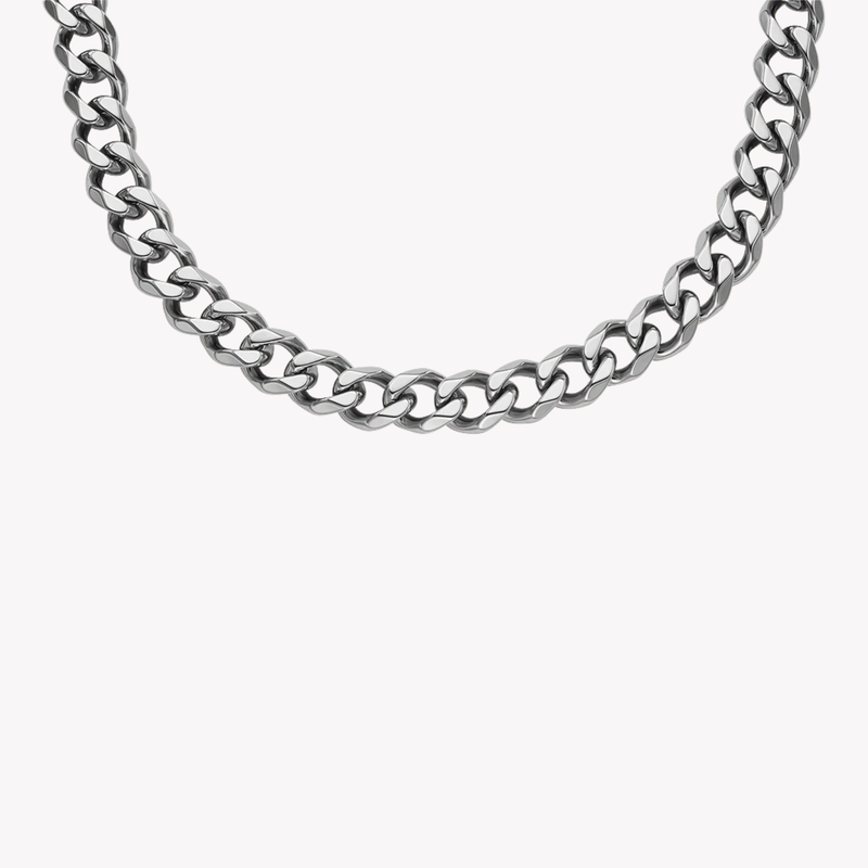 Fossil Men's Silver Necklace, Bold Curb Chain | JF04614040