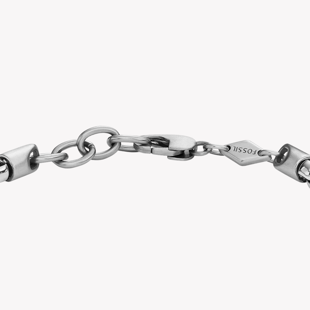 Fossil Men's Silver & Gold Bracelet, Machine Knurled Texture | JF04138998