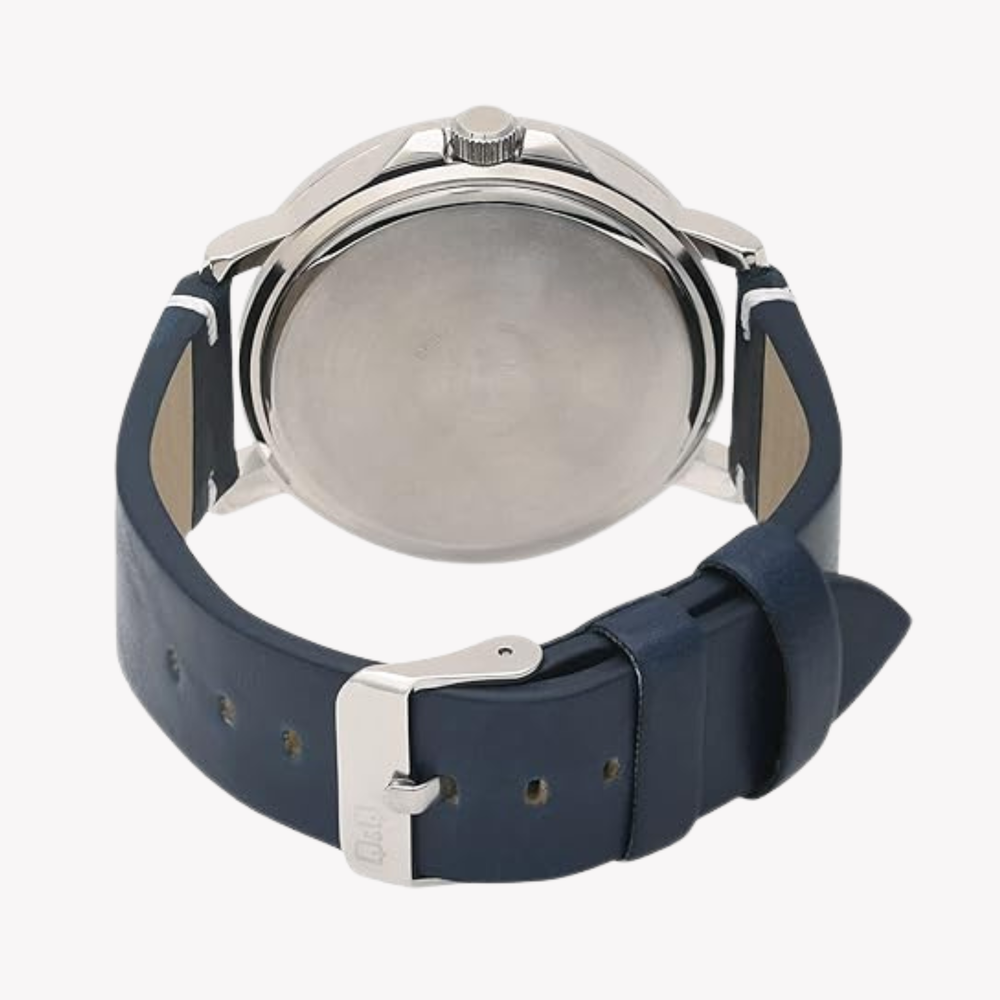 Q&Q Men's Silver Watch, Blue Dial | QB86J312Y