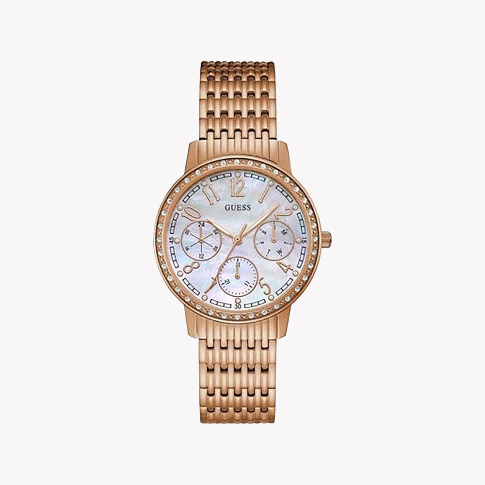 Guess Women's Rose Gold Watch, White Dial | W1086l2 by i-watch