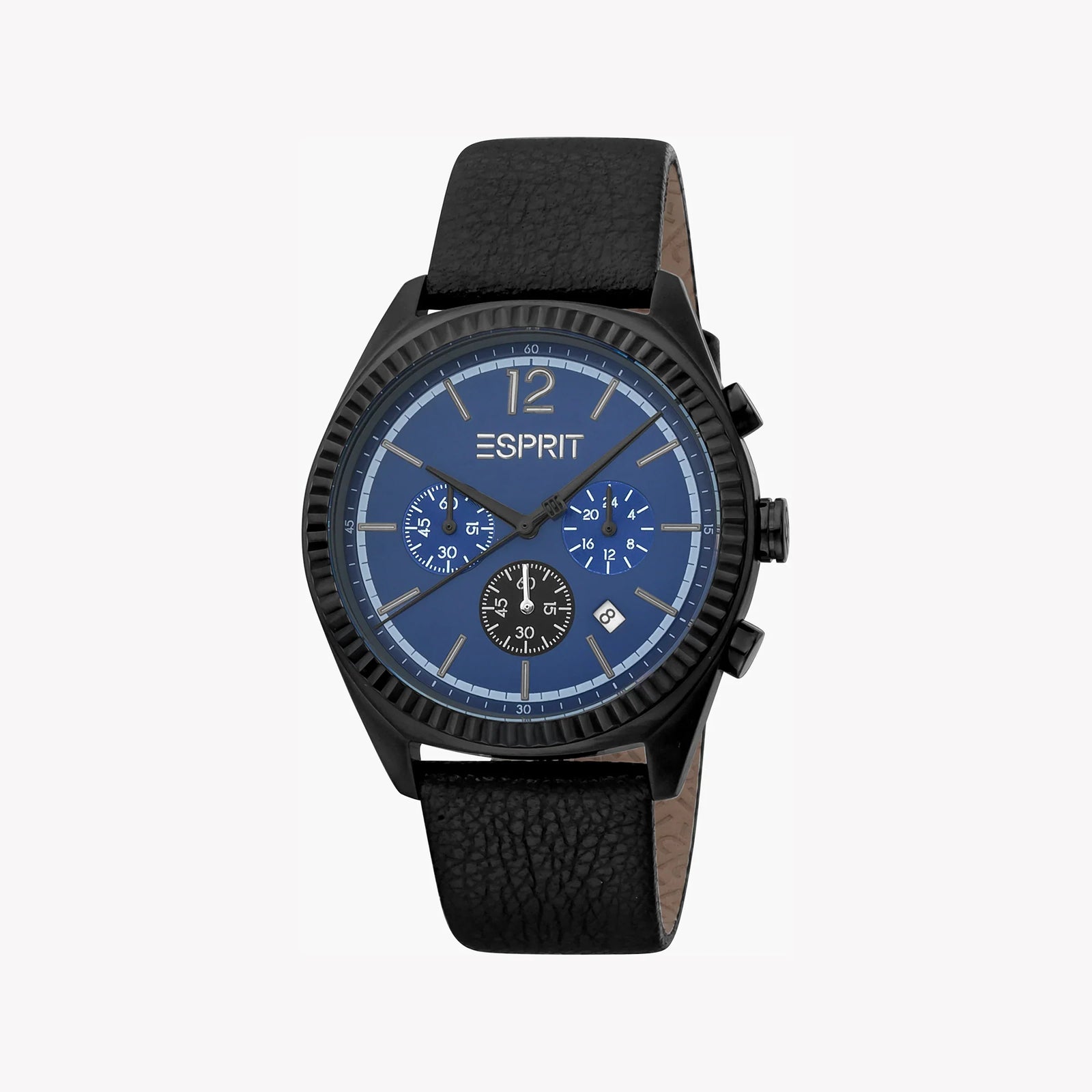 Esprit Men's Black Leather Watch, Blue Dial | Es1g163m0055 by i-watch