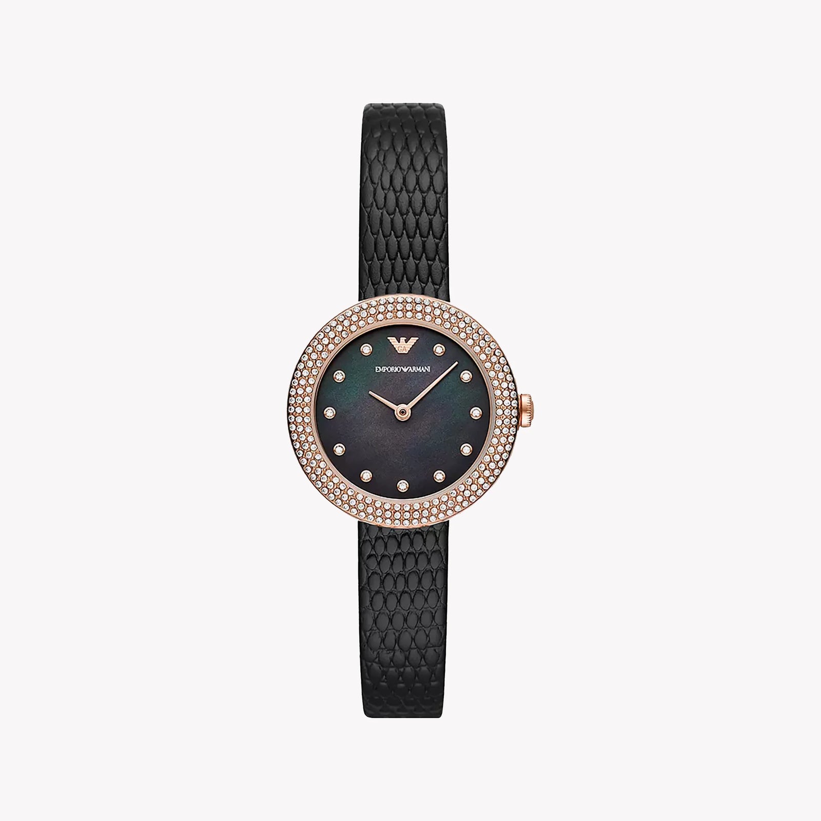 Emporio Armani Women's Rose Gold Watch, Black Dial | Ar11433 by i-watch
