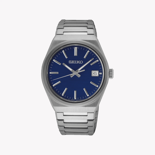 Seiko Men's Silver Stainless Steel, Blue Dial | Sur555p1 by i-watch