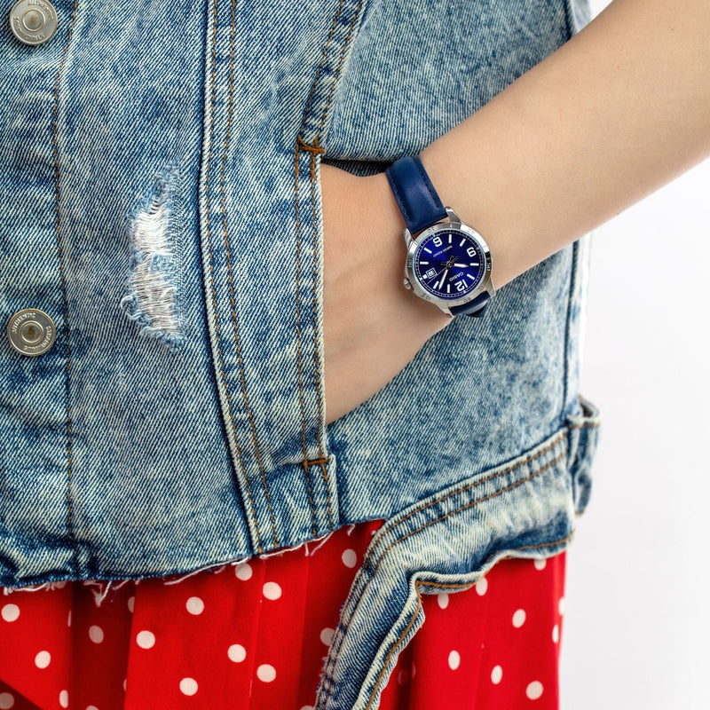 CASIO Women's Watch with Silver Stainless Steel Case and Blue Leather Band-i-Watch-2