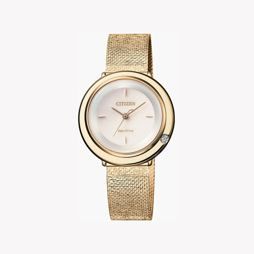 CITIZEN EM0643-84X - RADIANT GOLD ELEGANCE: Women's Sophisticated Stainless Steel Timepiece
