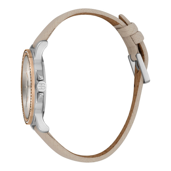 Esprit Women's Watch With Silver Stainless Steel Case And Beige Leather Band by i-watch