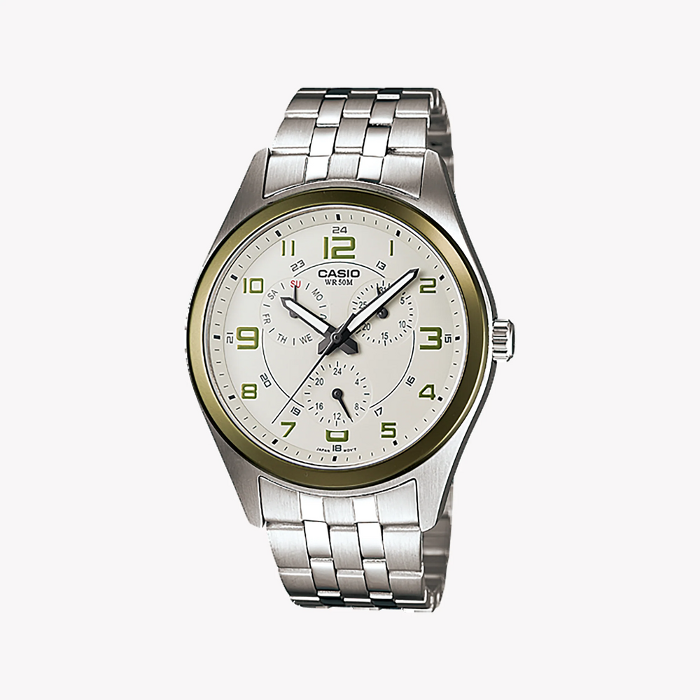 Casio Mtp-1352d-8b2vd - Sporty Elegance Men's Watch With Stainless Steel Band & White Dial by i-watch