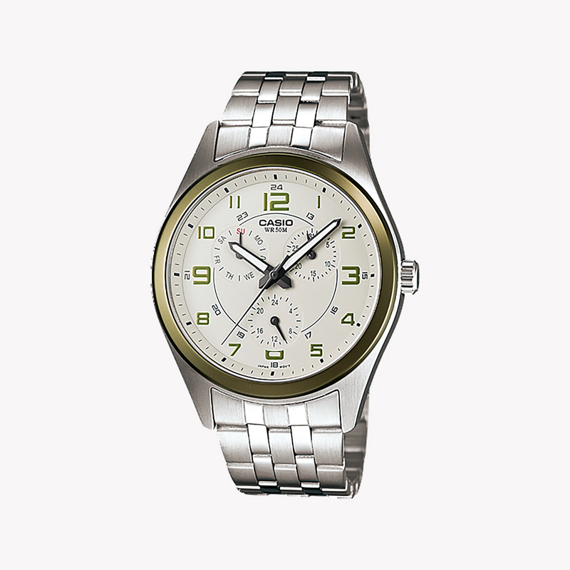 Casio Mtp-1352d-8b2vd - Sporty Elegance Men's Watch With Stainless Steel Band & White Dial by i-watch