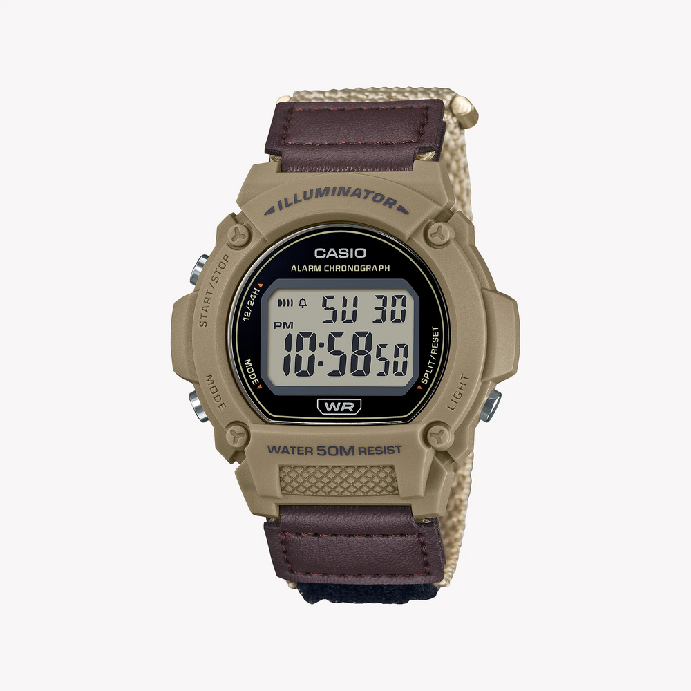 Casio Unisex Beige Resin Watch, Tan Fabric Band | W-219hb-5av by i-watch