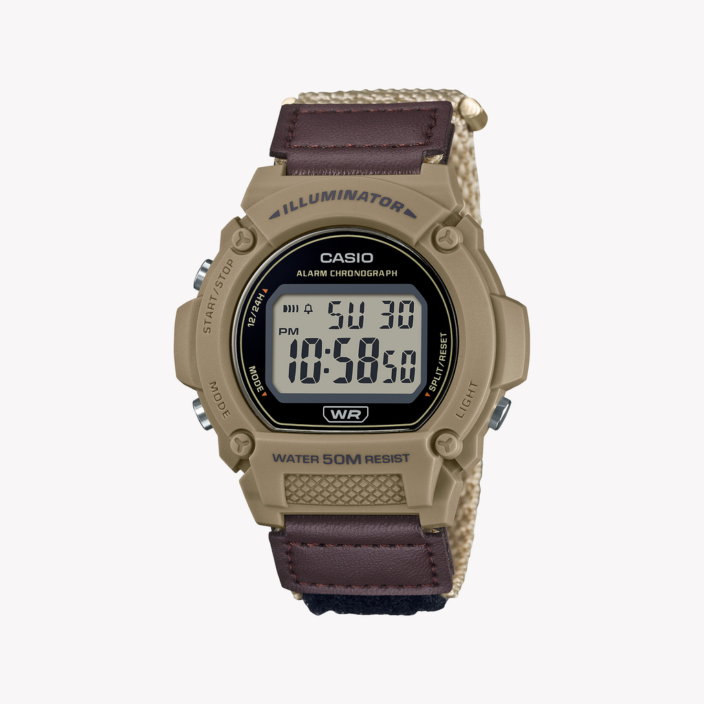 CASIO W-219HB-5AV UNLEASHED SPIRIT - MEN'S SPORTY DIGITAL TIMEPIECE WITH TAN FABRIC BAND-i-Watch-3