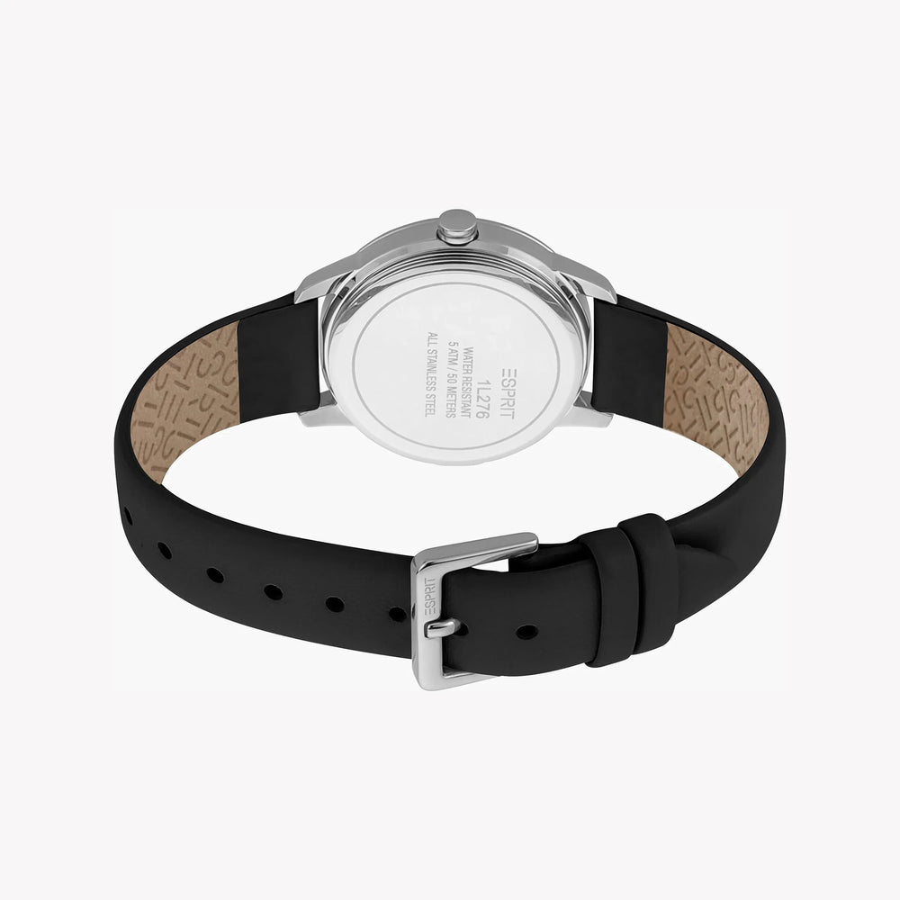 Esprit Women's Black Leather Watch, Silver Dial | ES1L276L1015 by i-watch