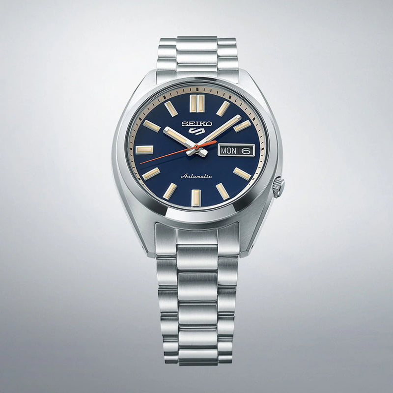 Seiko 5 Men's Silver Stainless Steel, Dark Blue Dial | Srpk87k1 by i-watch