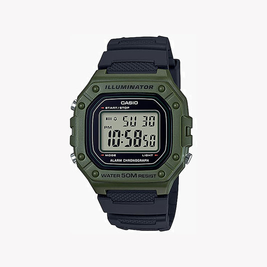 Montre numérique verte pour homme Casio W-218H-3AV