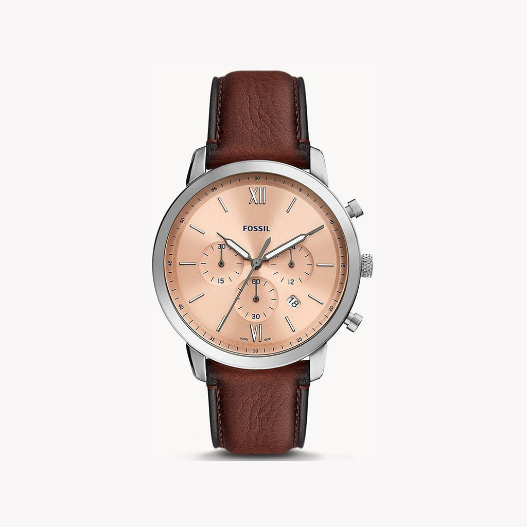 FOSSIL FS5982 RUGGED ELEGANCE - MEN'S 44MM STAINLESS STEEL WATCH WITH ROSE GOLD DIAL