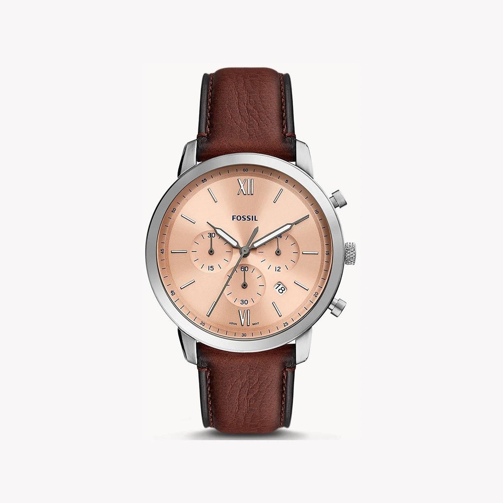 Fossil Men's Silver Stainless Steel, Brown Leather | Fs5982 by i-watch