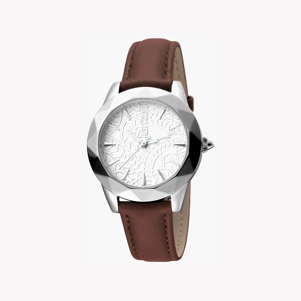 Just Cavalli Women's Leather Watch, Silver Dial | Jc1l003l0015 by i-watch
