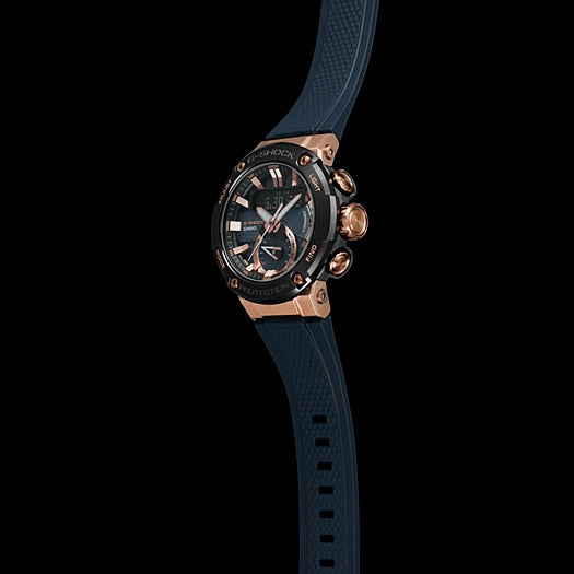 CASIO G-SHOCK GST-B200G-2ADR - MONTRE POUR HOMMES AUDACIEUX ET ÉLÉGANCE AVEC BANDE EN OR ROSE ET RÉSINE NOIRE