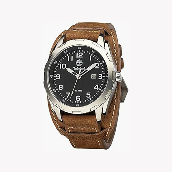 Timberland Men's Silver & Brown Leather Watch, Black Dial | Tbl13330xs02u by i-watch