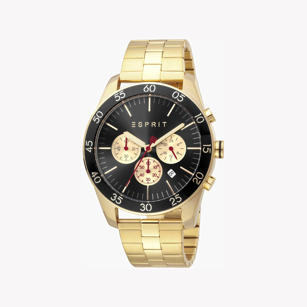 ESPRIT MEN'S BLACK & GOLD STAINLESS STEEL TIMEPIECE - ELEGANT & DURABLE FASHION ACCESSORY