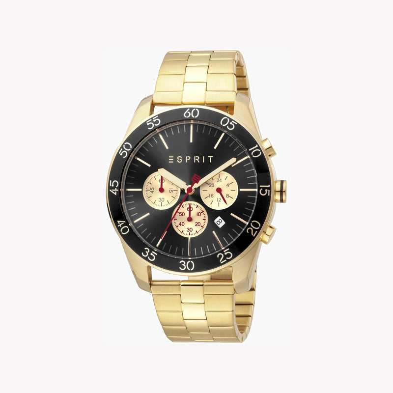 Esprit Men's Gold Stainless Steel Watch, Black Dial | Es1g113m0015 by i-watch