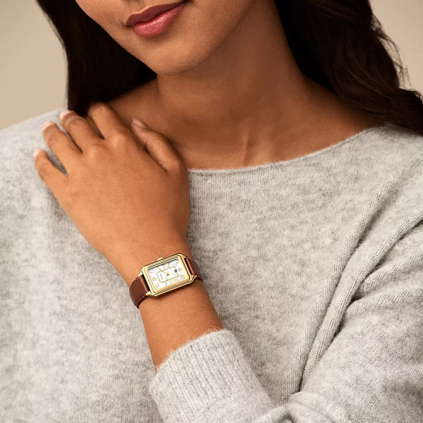 Fossil Women's Gold Leather Watch, Beige Dial | Es5307 by i-watch