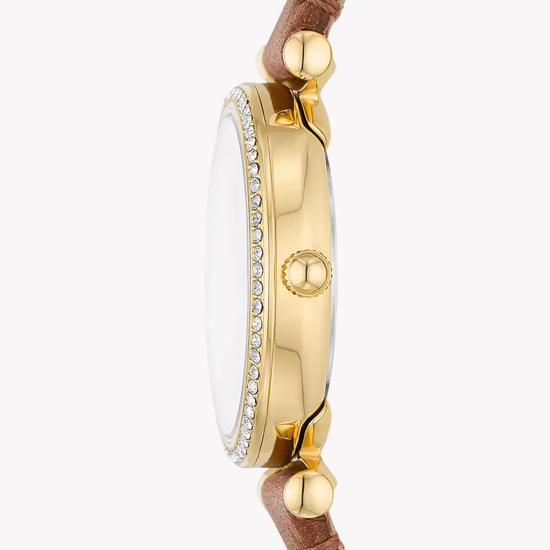 Fossil Women's Silver Dial Watch, Brown Leather Strap | Es5297 by i-watch