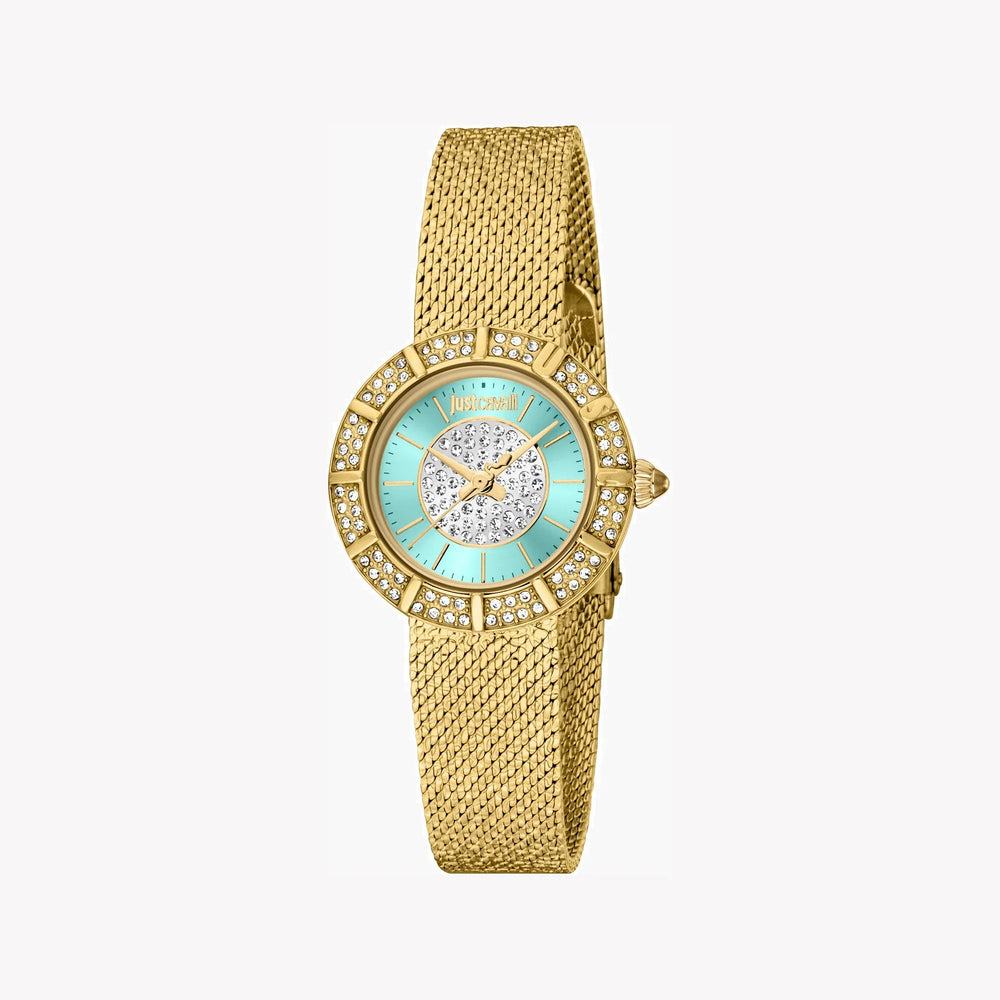 Just Cavalli Women's Gold Stainless Steel Watch, Turquoise Dial | Jc1l253m0065 by i-watch