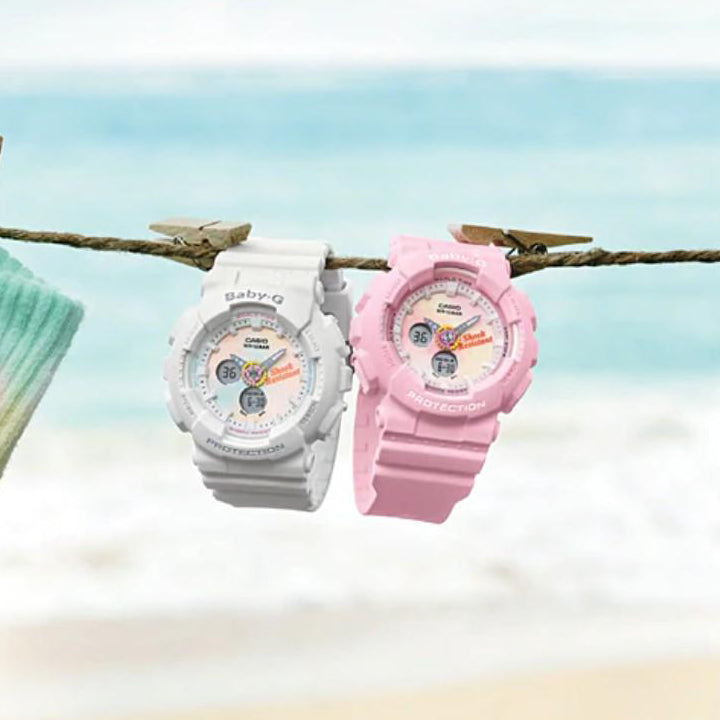 CASIO BABY-G BA-120TG-4ADR VIBRANT PINK - SPORTY CHIC WOMEN'S WATCH with Resin Band and Digital Dial