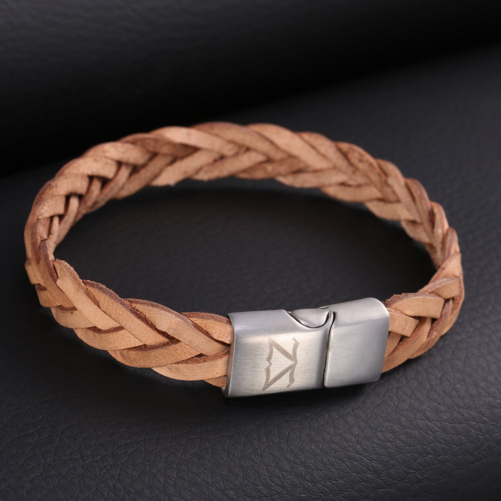 Zink Men's Brown Stainless Steel & Leather Bracelet | Zjbc005slc