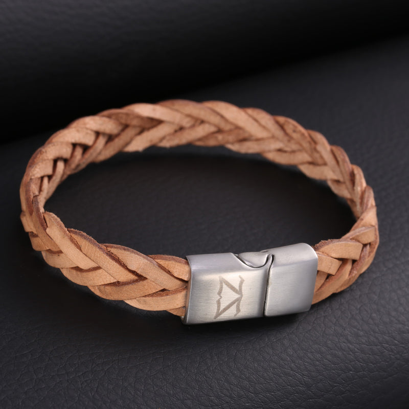 Zink Men's Brown Stainless Steel & Leather Bracelet | Zjbc005slc