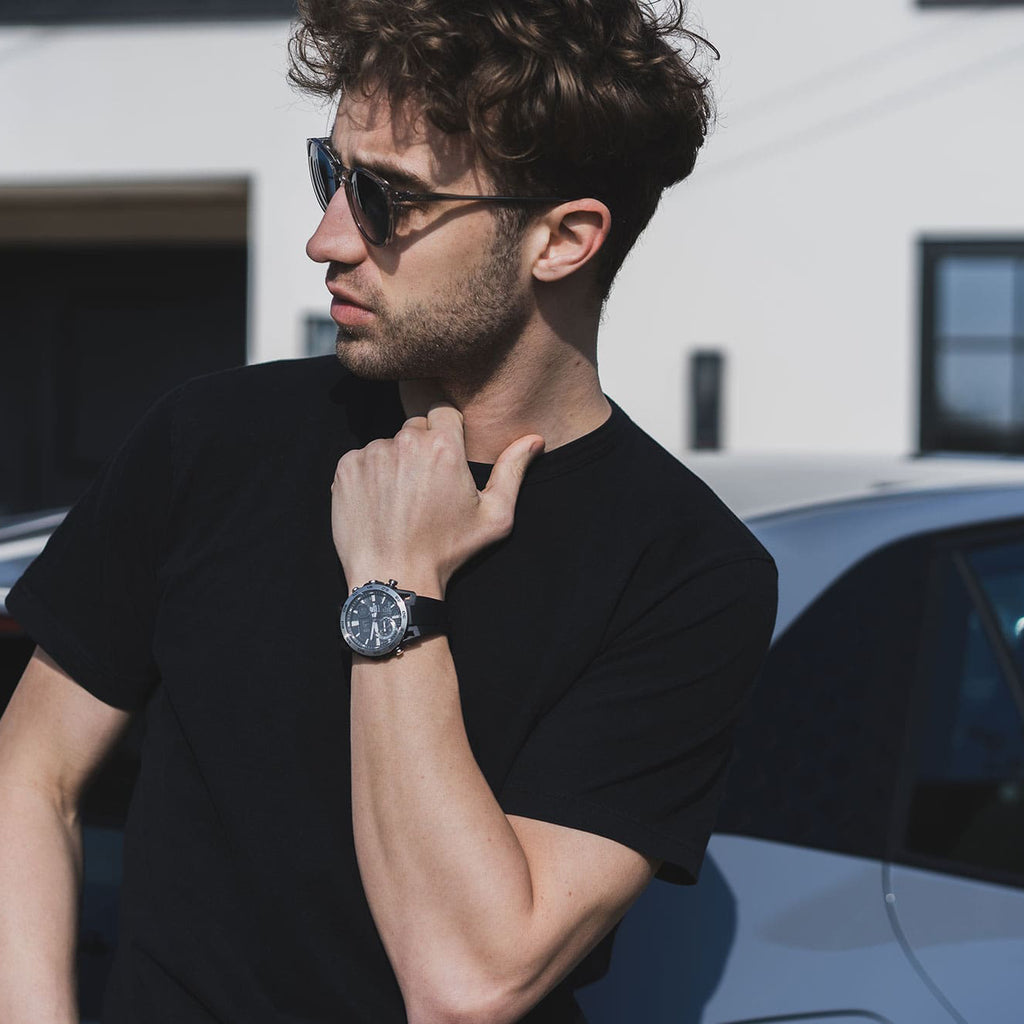 CASIO EDIFICE ECB-40P-1AEF - BOLD BLACK PERFORMANCE MEN'S WATCH with Rubber Band & Precision Timekeeping-i-Watch-5