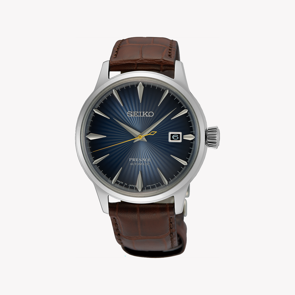 Seiko Presage SRPK15J1 Men's Automatic Watch - Blue Dial, Leather Band-i-Watch