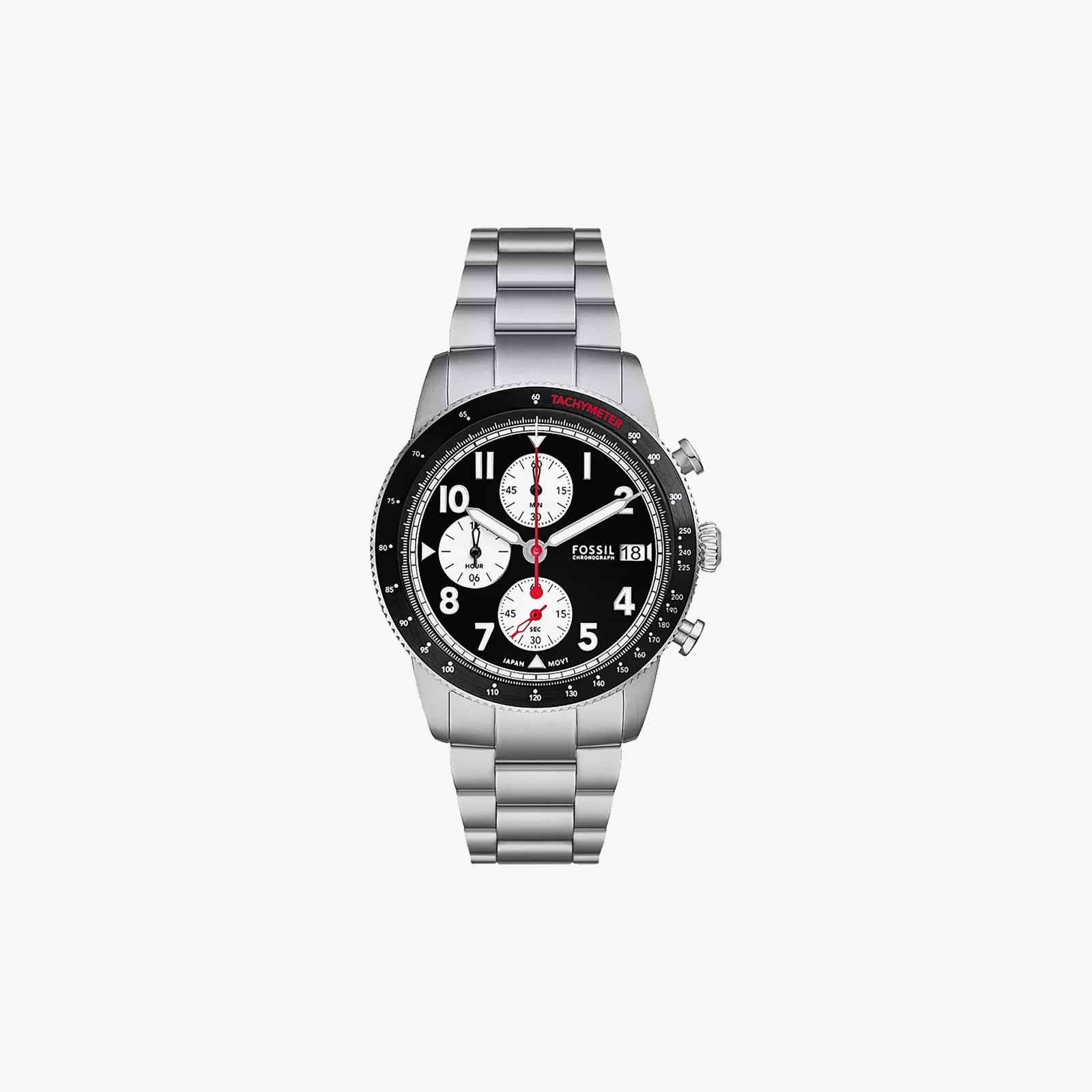Fossil Men's Silver Stainless Steel Watch, Black Dial | Fs6045 by i-watch