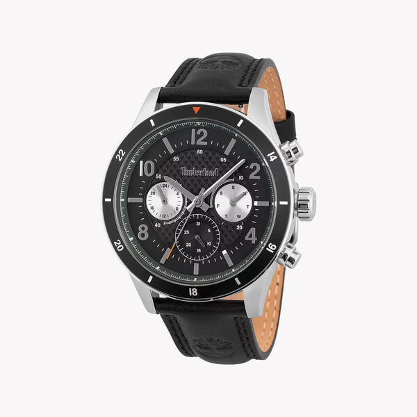 Timberland Men's Black Leather Watch, Silver Case | Tdwgf2201001 by i-watch