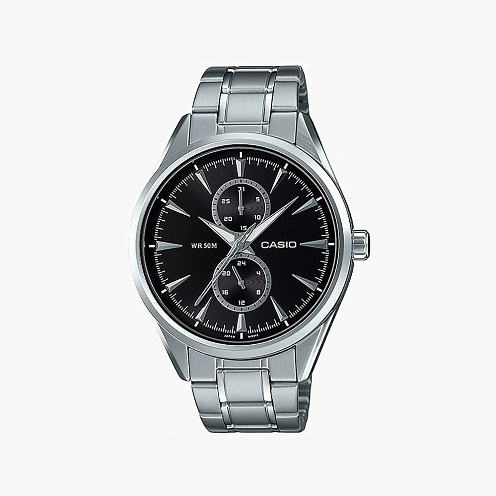 Casio Mtp-Sw340d-1avdf - Sporty Sophistication Men's Watch With Stainless Steel Band And Black Dial by i-watch