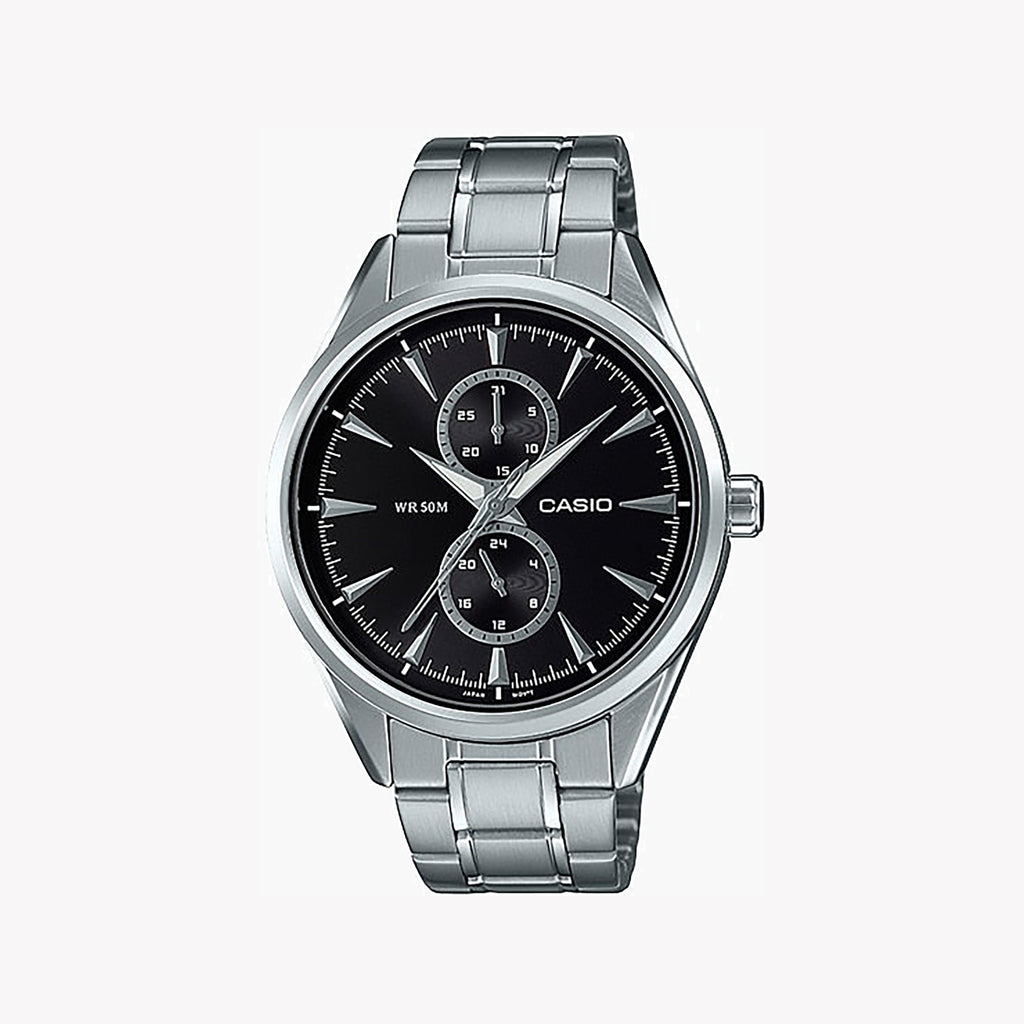 CASIO MTP-SW340D-1AVDF - SPORTY SOPHISTICATION MEN'S WATCH WITH STAINLESS STEEL BAND AND BLACK DIAL