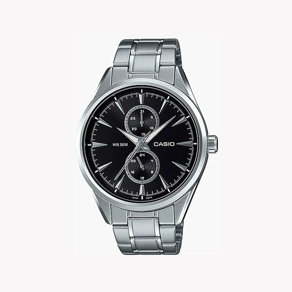 Casio Mtp-Sw340d-1avdf - Sporty Sophistication Men's Watch With Stainless Steel Band And Black Dial by i-watch