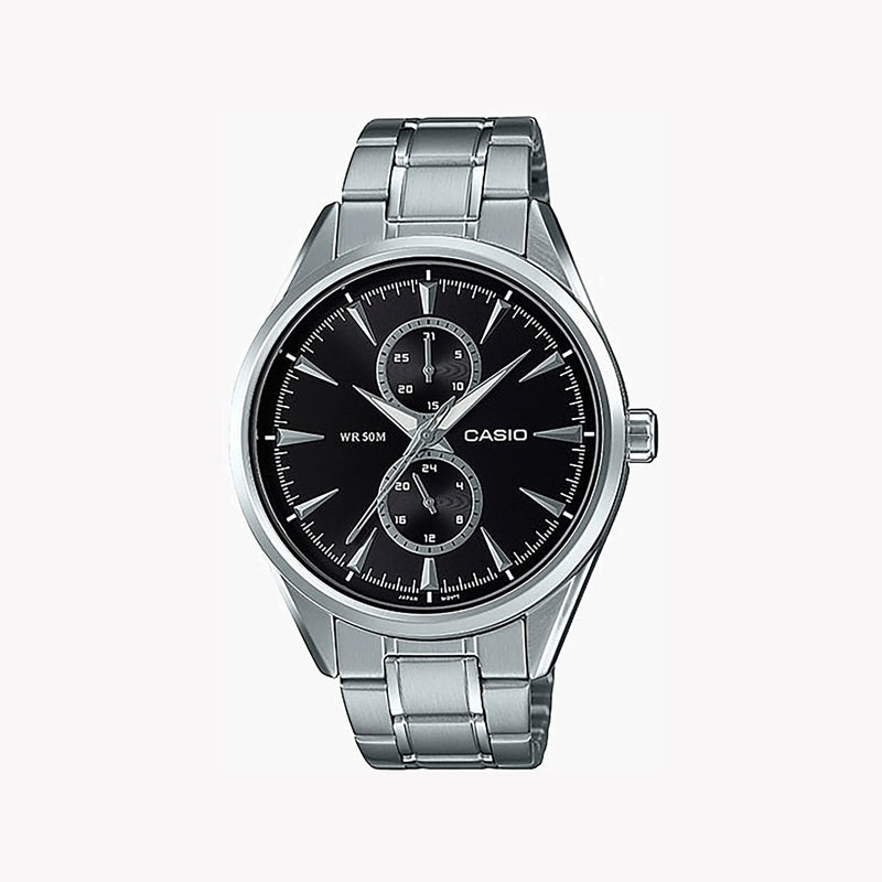 Casio Mtp-Sw340d-1avdf - Sporty Sophistication Men's Watch With Stainless Steel Band And Black Dial by i-watch