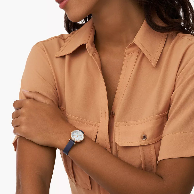 Fossil Women's Gold Stainless Steel, Blue Leather | Bq3899 by i-watch