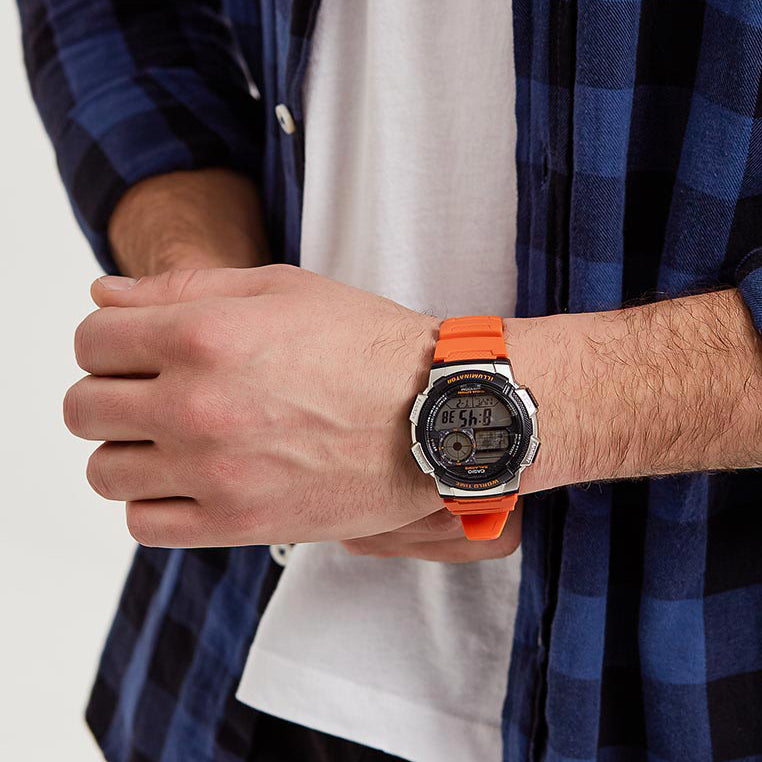 CASIO AE-1000W-4BVDF ADVENTURE GEAR - RUGGED & STYLISH Men's Watch with durable resin band and vibrant orange display-i-Watch-3