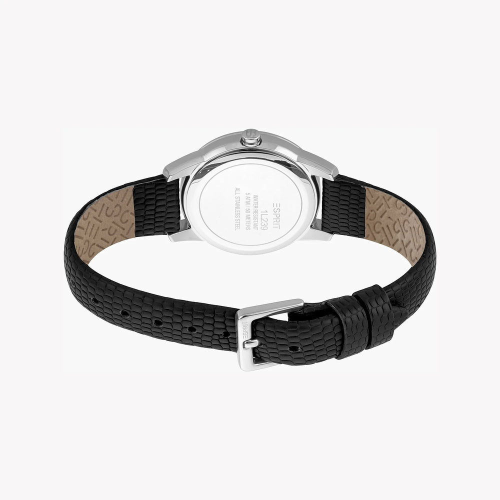 Esprit Women's Black Leather Watch, Silver Dial | ES1L239L1015 by i-watch