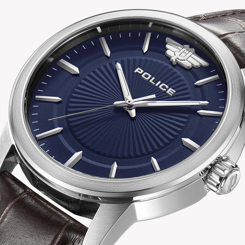 Police Men's Black Stainless Steel, Brown Leather | Pewja2227410 by i-watch