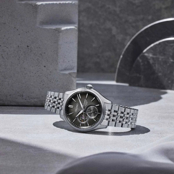 Seiko Men's Silver Stainless Steel, Black Dial | Spb471j1