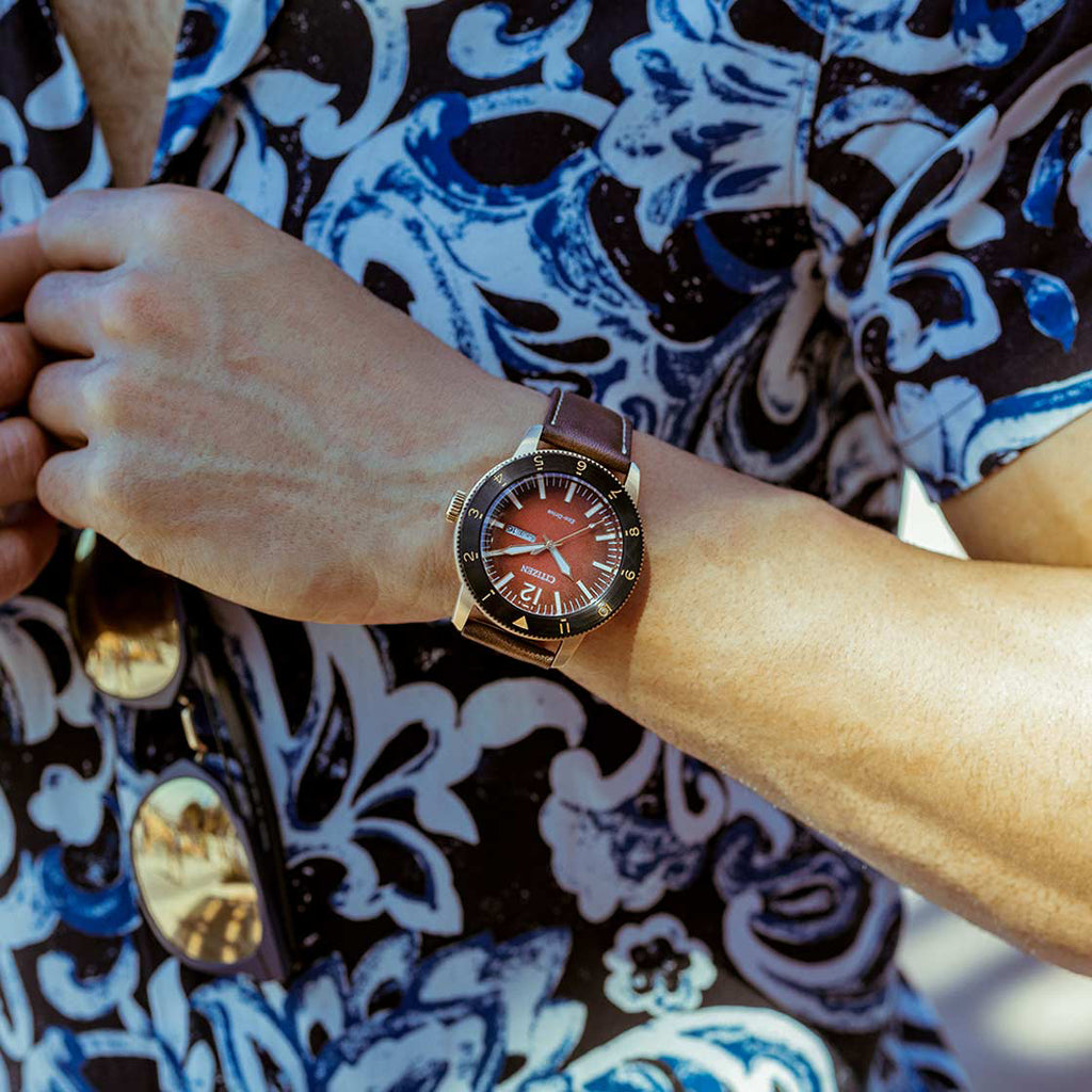 CITIZEN AW0079-13X - BOLD DISTINCTION MEN'S WATCH WITH ROSE GOLD AND BROWN LEATHER-i-Watch-2