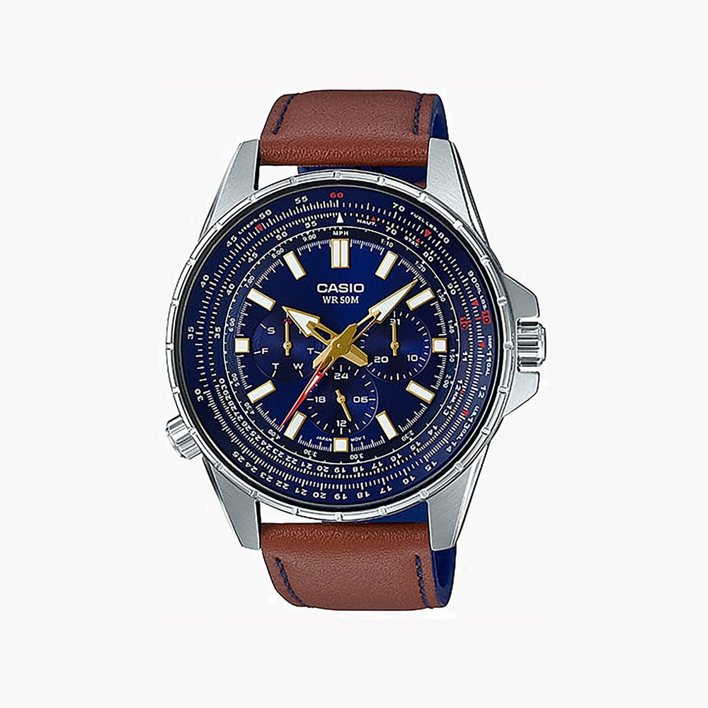 Casio Mtp-Sw320l-2avdf - Elegance Unleashed: Stylish Men's Watch With Blue Dial & Leather Band by i-watch