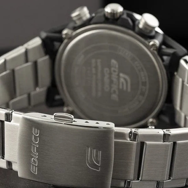 Edifice Men's Black Stainless Steel Watch, Silver Band | Efs-S640d-1avuef by i-watch