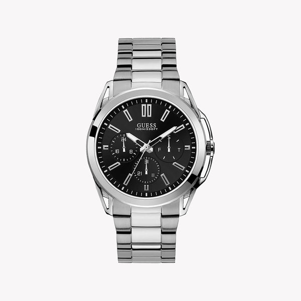 Guess Men's Silver Stainless Steel Watch, Black Dial | W1176g2 by i-watch