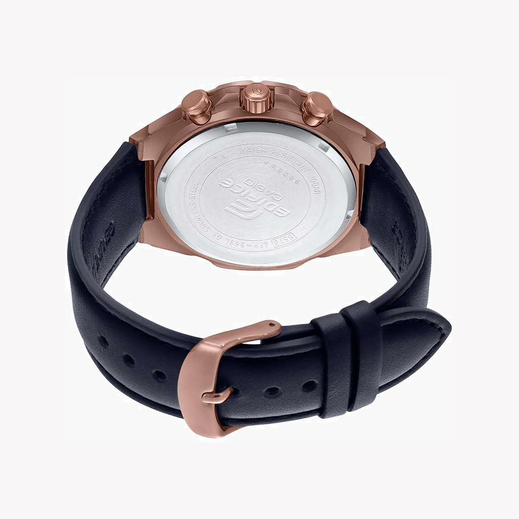 CASIO EDIFICE EFR-569BL-1AVUDF ROSE GOLD STYLE, BLACK LEATHER