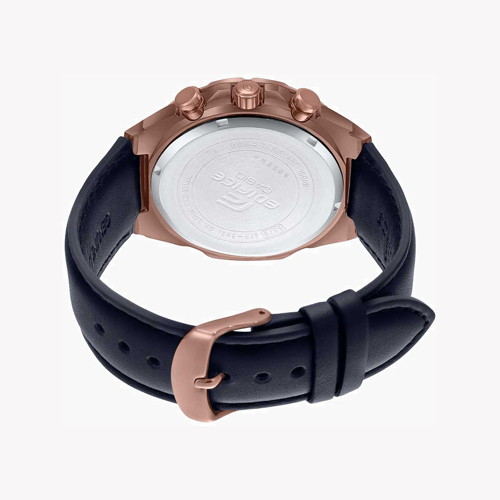 CASIO EDIFICE EFR-569BL-1AVUDF - ROSE GOLD STYLE, BLACK LEATHER, MEN'S WATCH-i-Watch-3
