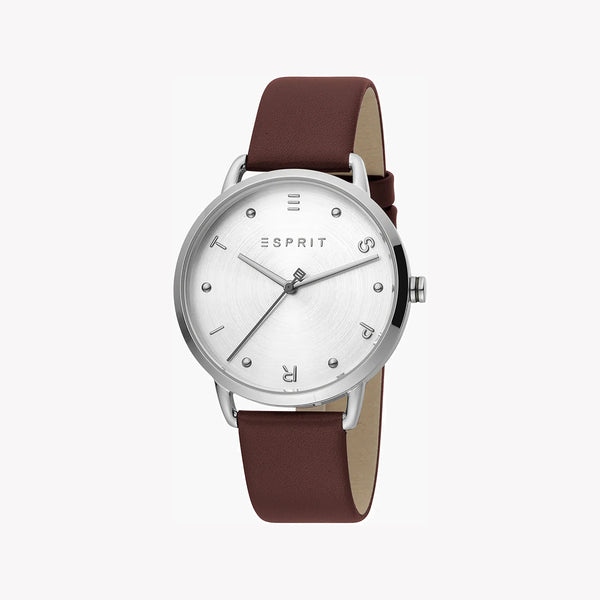 Esprit Women's Brown Leather Watch, Silver Dial | Es1l168m0025 by i-watch